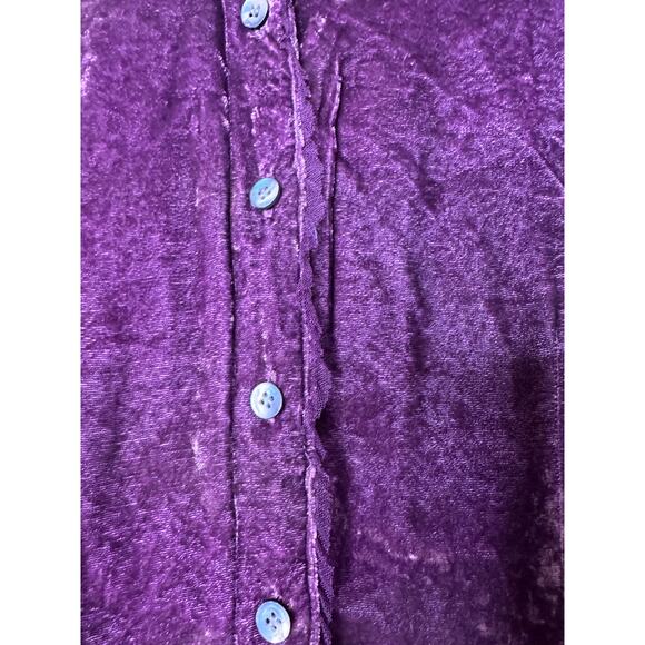 J.Jill Plum Velvet Long Sleeve Shirt Dainty Lace Trim Accent MEDIUM - Picture 5 of 6